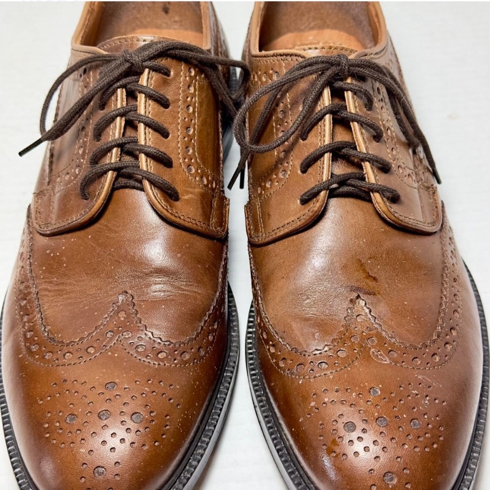 Stafford Brown Leather Wingtip Oxford Dress Shoes 9.5 Classic Brogue Lace up